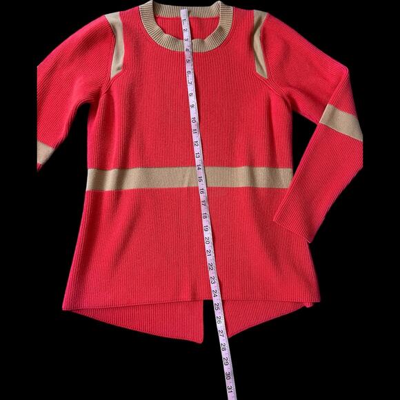 EUC Per Se By Carlisle Orange/Red & Tan Ribbed Sweater Size Large - Picture 4 of 7